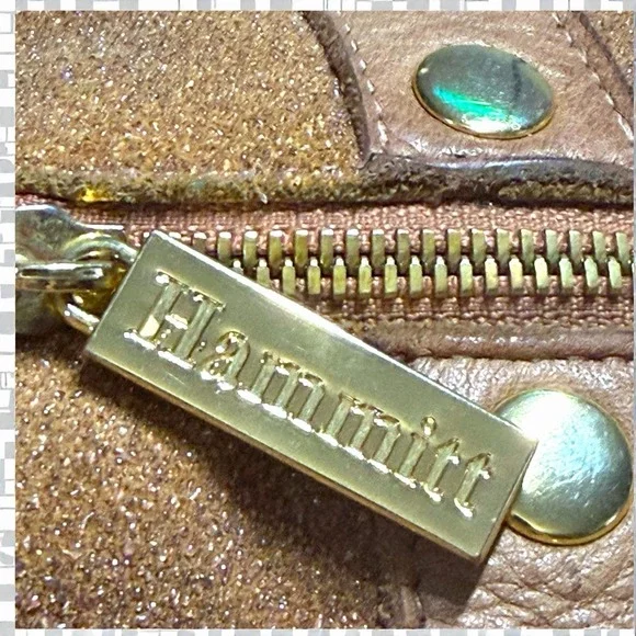 Hammitt Crystal Leather Doctor Bag Purse Satchel Brown Gold Studs - Picture 8 of 13